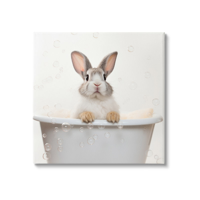 «Rabbit Bubble Bath on Canvas» par Lazar Studio, reproduction, H 36 po x l 36 po x P 1,5 po