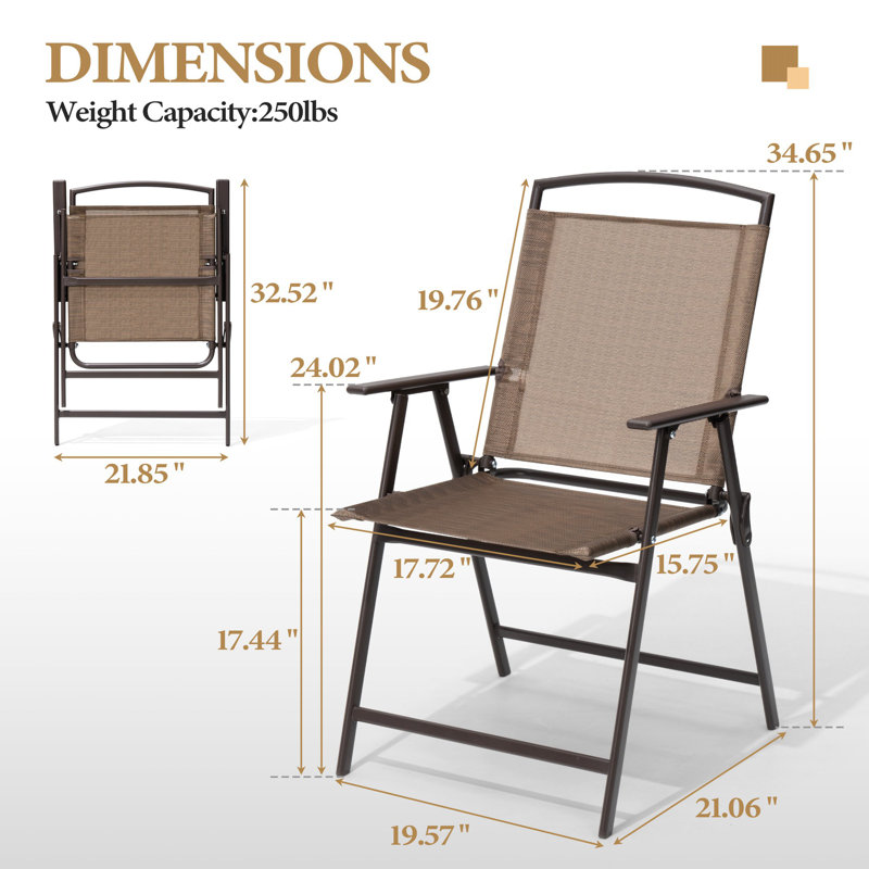 Chaise de salle à manger d'extérieur pliante en métal Spooner, Brun