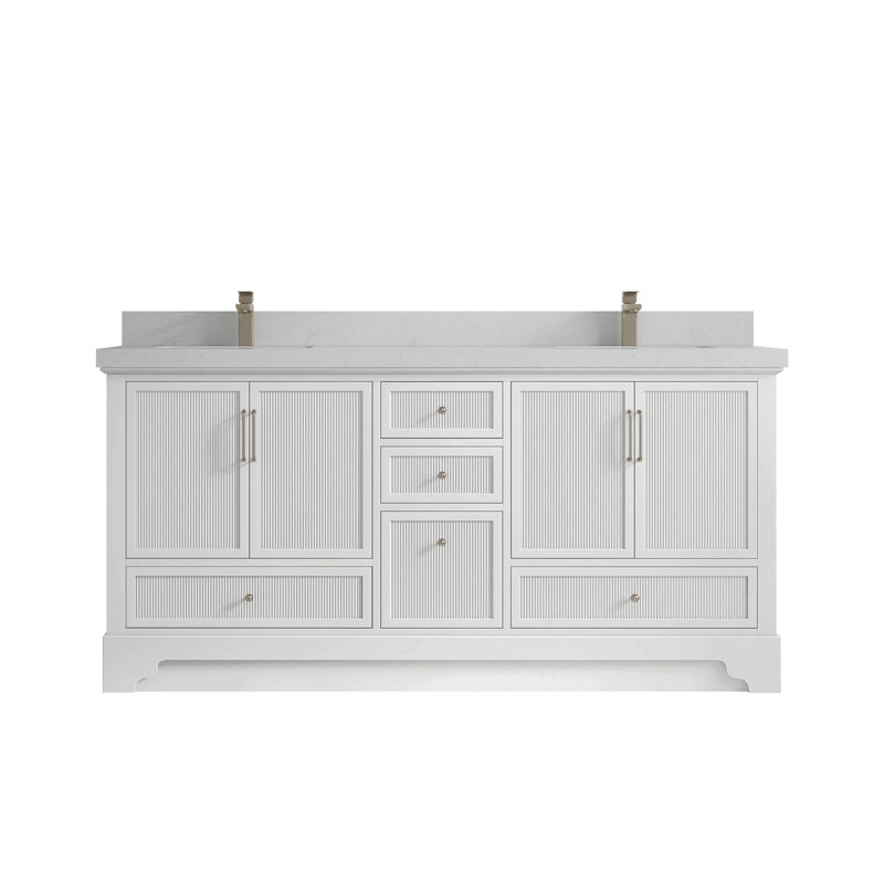 72 " W Freestanding Standard Free Standing 2 Double Vanity Bathroom Vanity With Quartz Top, Carrara Quartz