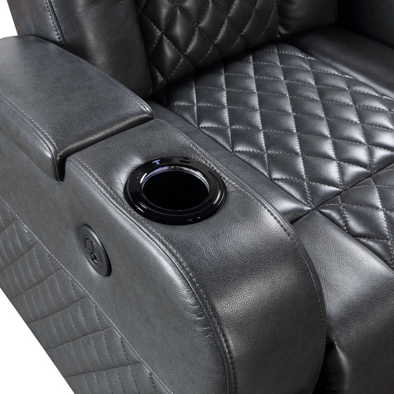 Kuuda Power Motion Recliner with Bluetooth Speaker and Cooling Cup Holder, Dark Gray