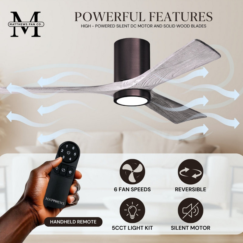 Irene LED Ceiling Fan, Barn Wood Tone, Brushed Bronze, 52"
