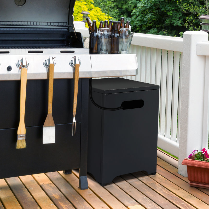 Patio Metal Side Table, Black