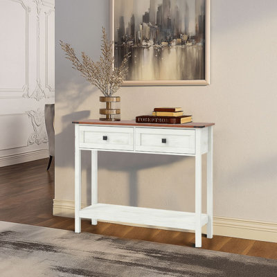 Rustic Console Table entry table console table with drawers, Bottom Shelf, and Anti-Tip Kit