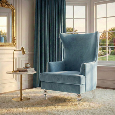 Fauteuil à oreilles en velours Bree d'une largeur de 73,914 cm