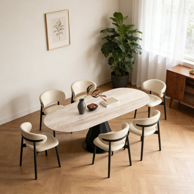 Stylish Slab Rock Oval Dining Table