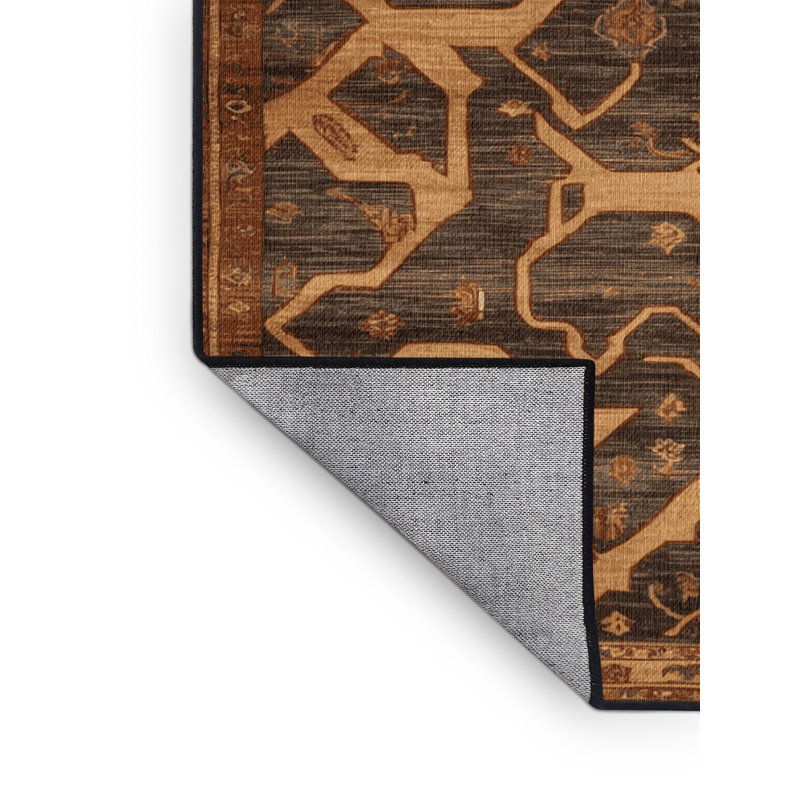 Machine Washable Persian Brown Area Rug, Square 3'