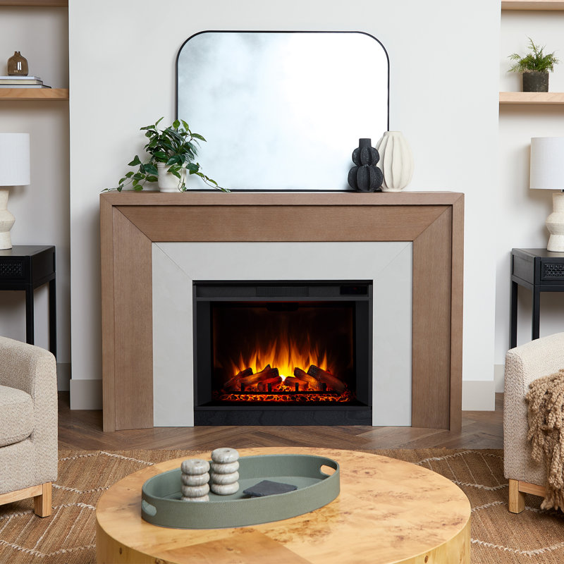Brooks 64" Grand Electric Fireplace by Real Flame, Brown Wood