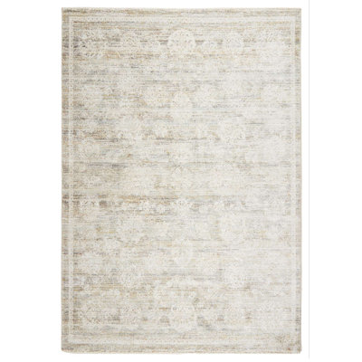 Tapis rectangulaire beige / brun en polypropylène tissé à la machine Avicia