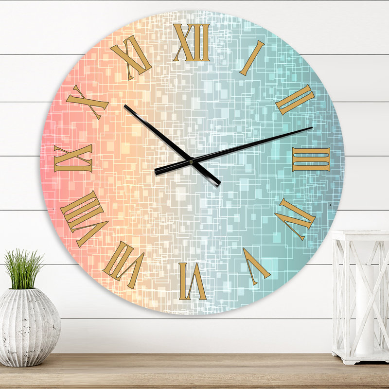 Horloge murale moderne Cubist Pastel, Surdimensionné