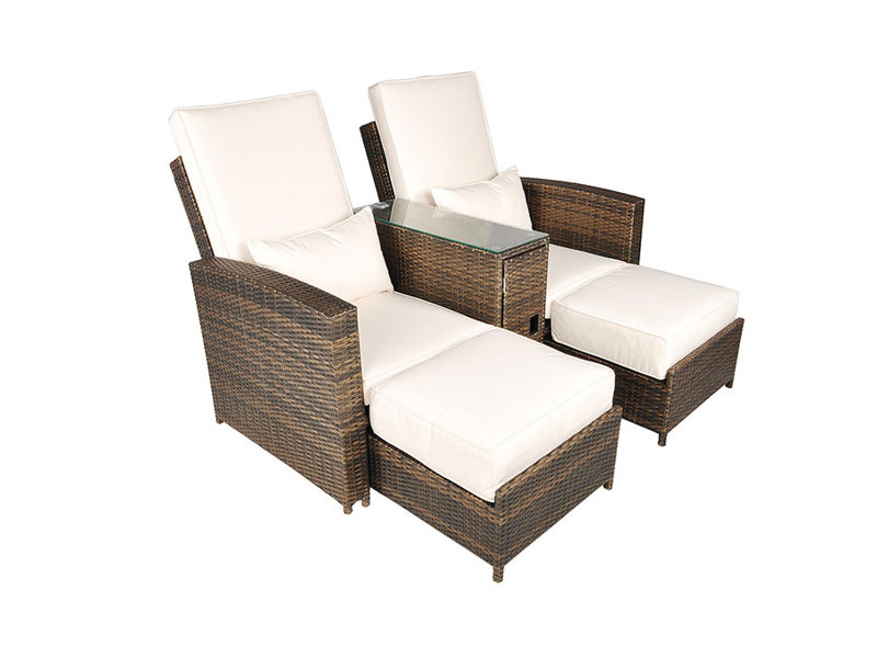 Harker 82cm Long Reclining Double Chaise with Cushions and Table