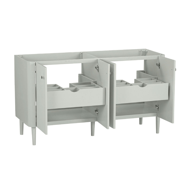 Haley 60 in. Double Sink Bathroom Vanity in Soft Sage with Top, White Quartz