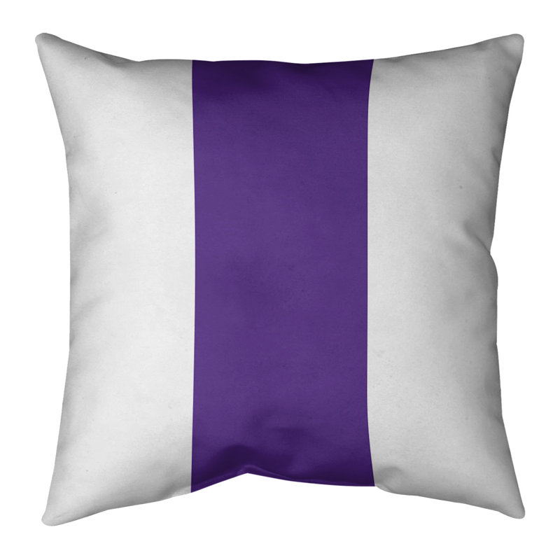 Coussin décoratif , 18 po x 18 po, Blanc / Mauve, Sergé de coton