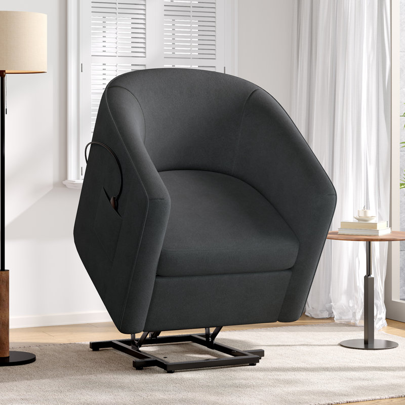 Power Lift Recliner Barrel Shape Recliner Chair Lift Assist Reclining Chair Electric Lift Chair With Footrest And Side Pocket For Seniors
