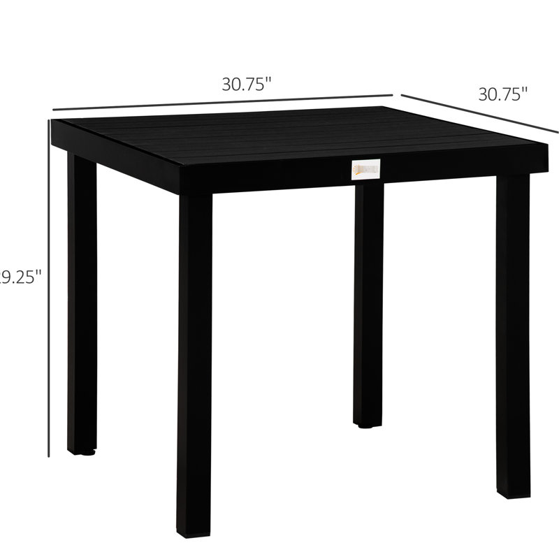 4 Person Square Outdoor Table - Waterproof Wood Grain, Aluminum Legs For Lawn, Patio Lawn Square, Person, Robust