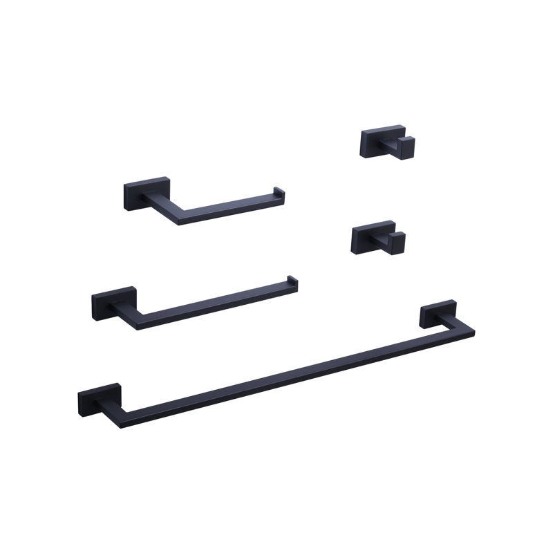 5 - Piece Bathroom Hardware Set, Black
