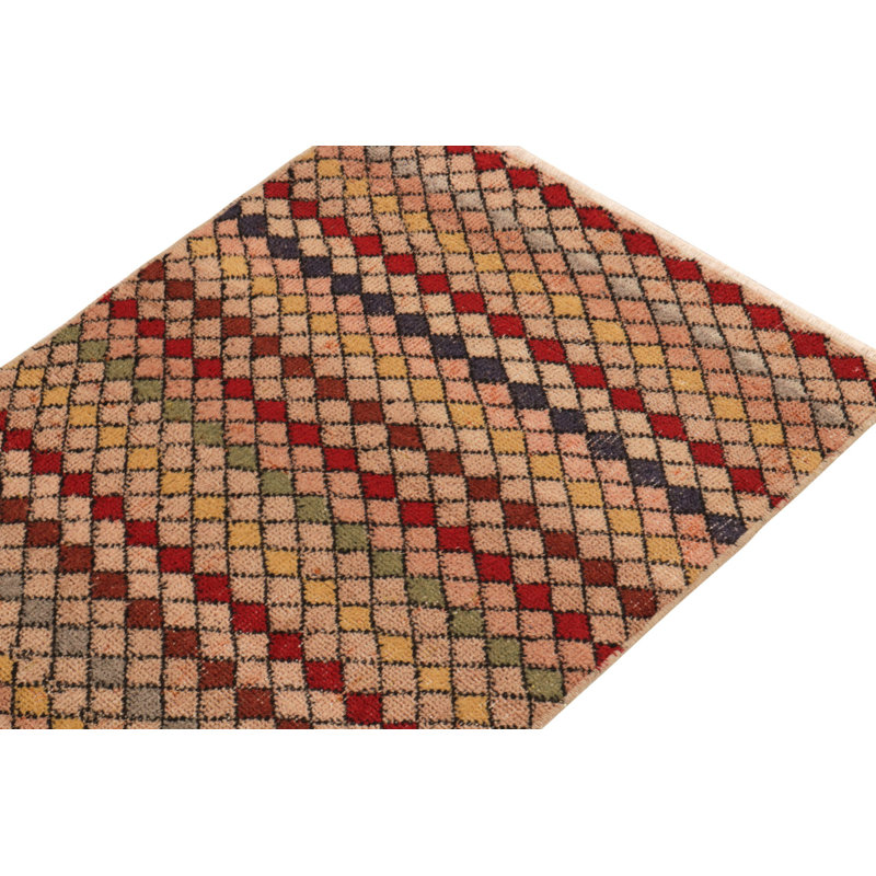 Pasha Wool Geometric Area Rug in Brown/Red/Yellow