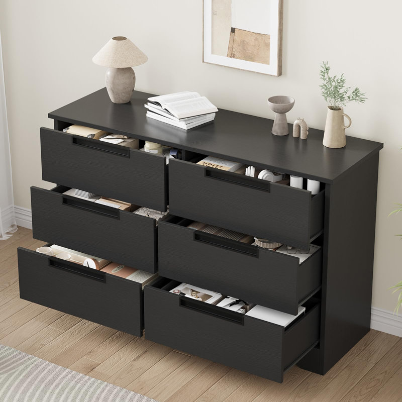 118.9 cm W Chest of 6 Drawers, Black
