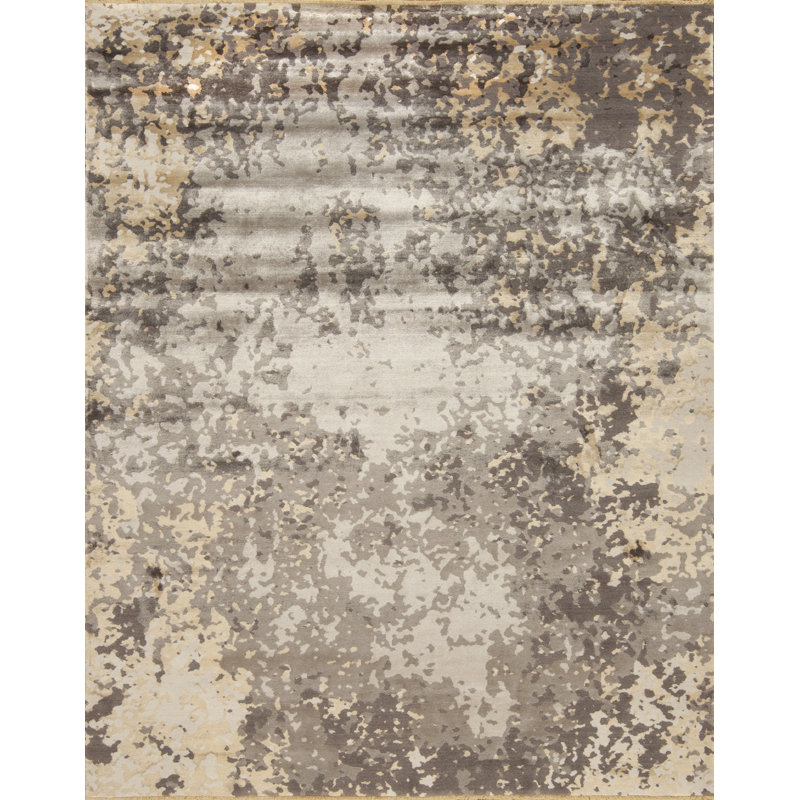 Heritage Hand Woven Silk and Wool Abstract Area Rug