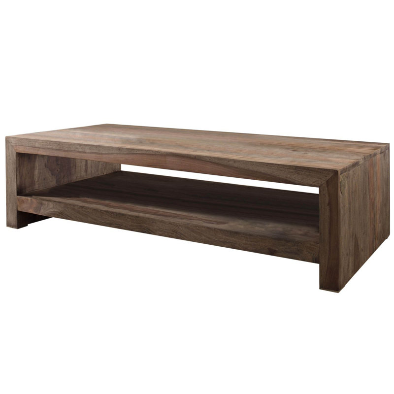 Solid Wood Four Leg Coffee Table, Dark Brown