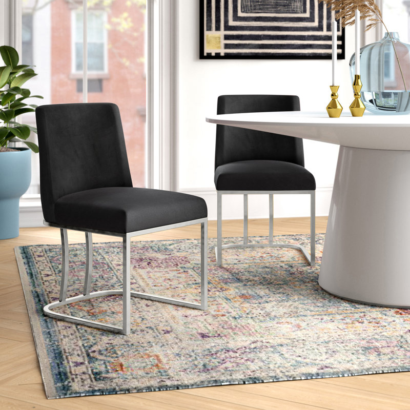 Chaise d'appoint en velours Heidi, Chrome, Velours gris