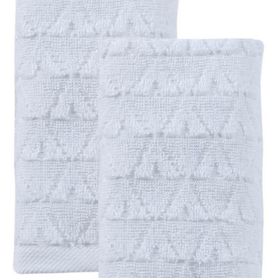 Ensemble de deux essuie-mains géométriques en coton turc blanc 27 po x 54 po