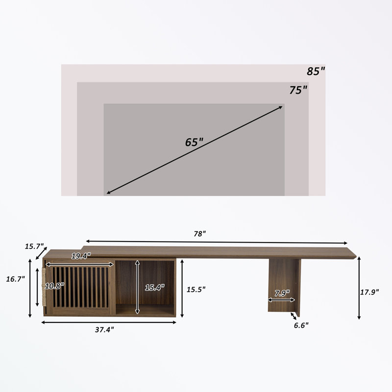 TV Stand With Extendable table and Sliding door