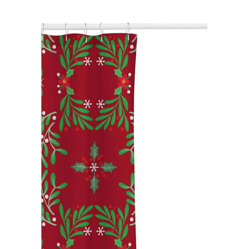 Rideau de douche ultra-mince Winter Mistletoe, Rouge