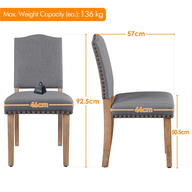 color 50.5cm H Upholstered Side Chair, Dark Gray