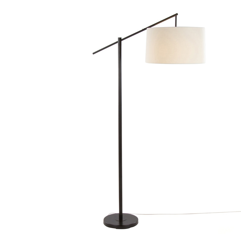 Casper 69 Inch Contemporary Metal Floor Lamp With Natural Linen Shade And Oil Bronze Finish,  For Modern Interiors, Natural