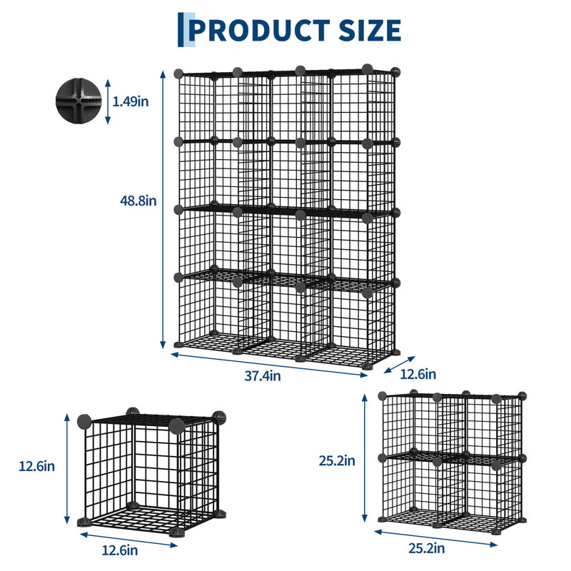 95cm W Metal Shelving Unit, Black