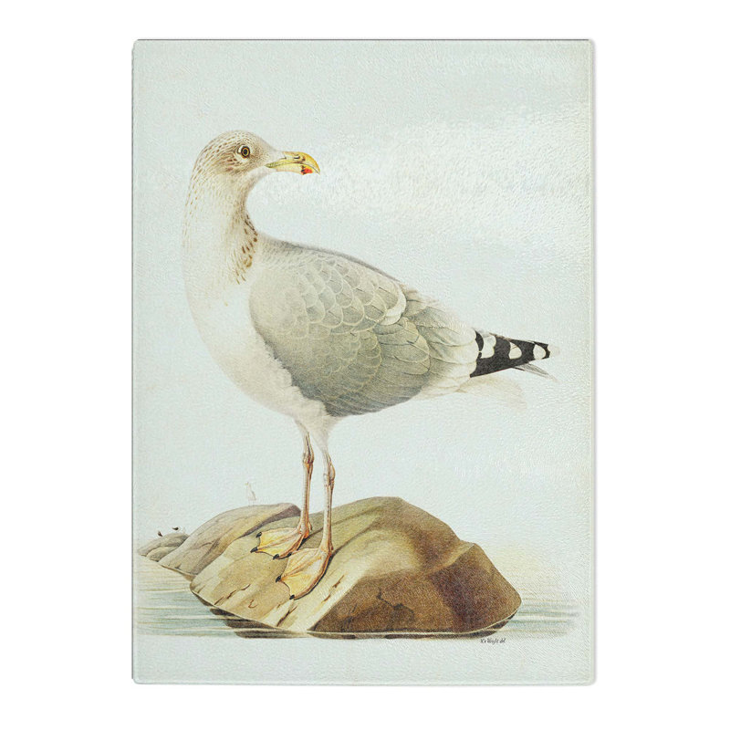 Tempered Glass European Herring Gull by Von Wright Chopping Board, 39cm W x 28.5cm L