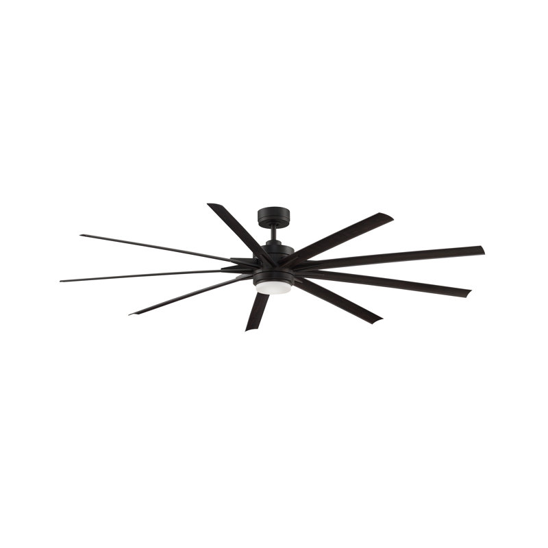 Ventilateur de plafond intelligent d'intérieur / extérieur de 84 pouces avec ensemble de lumières DEL CCT Odyn - bronze foncé avec pales en noyer foncé