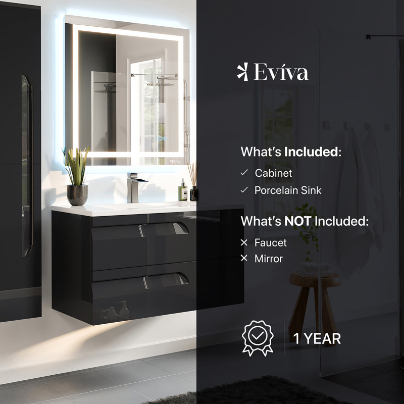 Ensemble de meuble-lavabo simple 39 po Alberthe, Noir
