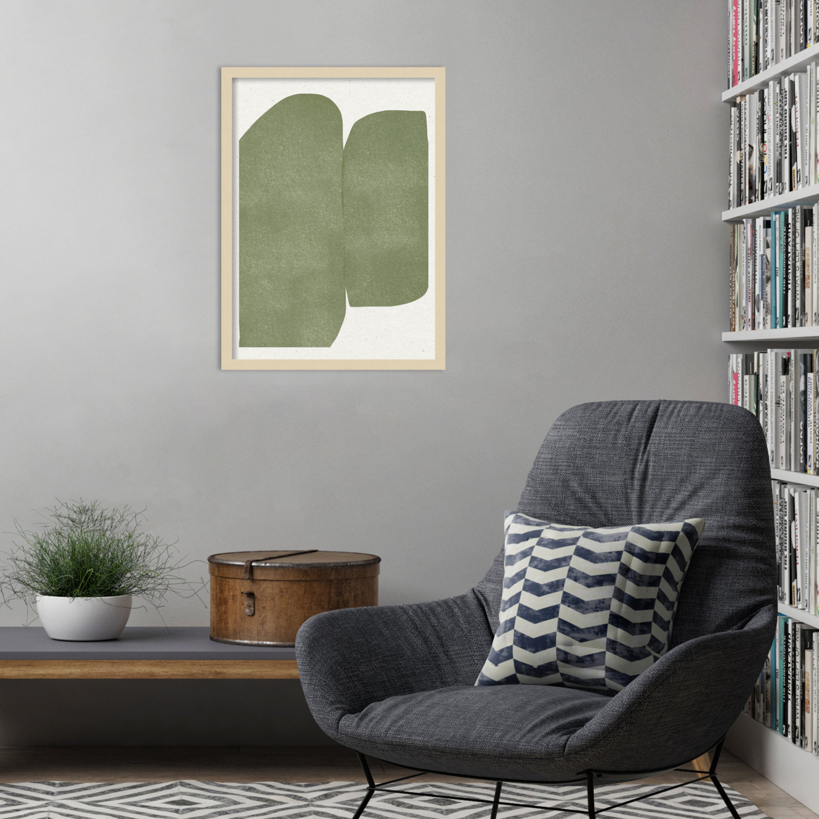 Rooney "Green Paper Cut Modern" Print, 25" H x 19" W, Brown