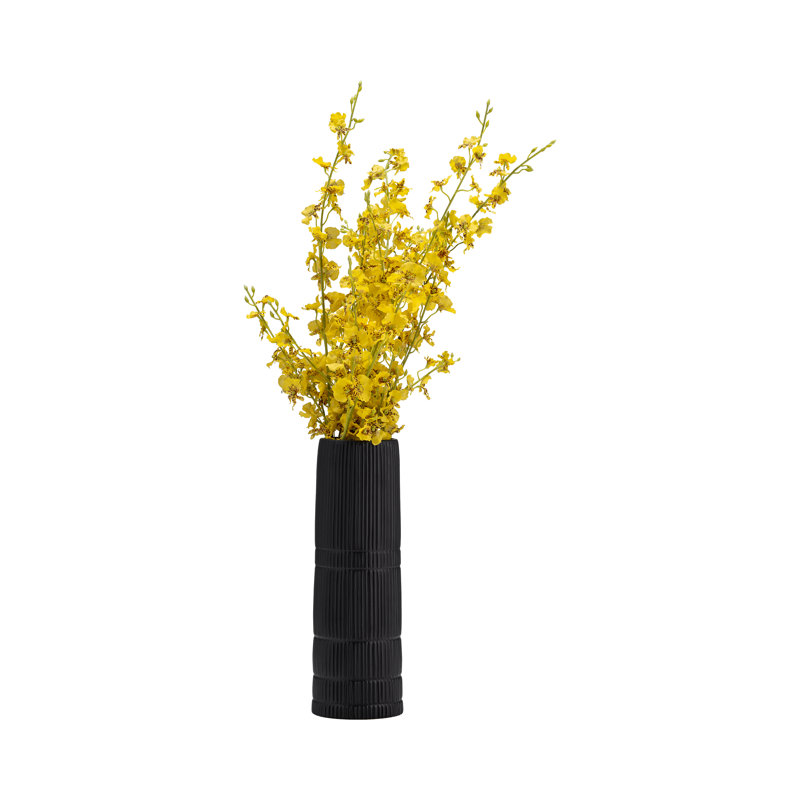 Modern neutral ceramic vase Rachael, H 15 po x l 5 po x P 5 po, Noir