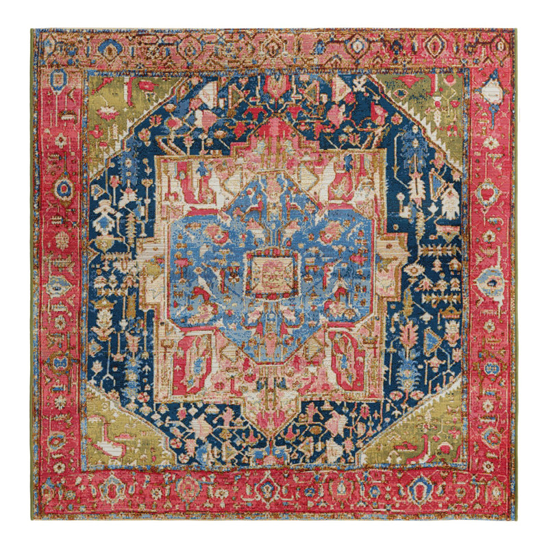 Multi_Unique Loom Limon Outdoor Traditional Rug, Square 10'