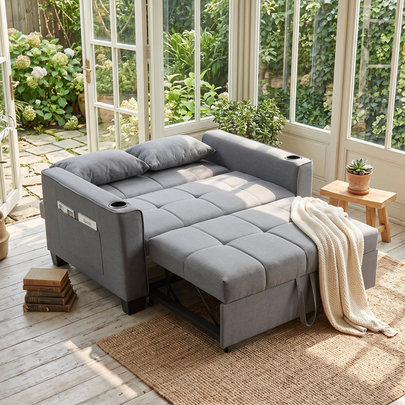 2 Seater Sleeper, Grey