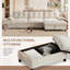 Canapé modulaire de 104 po x 60 po, en forme de L avec accoudoirs multifonctionnels, double port de charge, porte-gobelet, poches de rangement latérales, repose-pieds de rangement mobile, conception capitonnée unique, coussin moelleux, chenille, 3 couleurs-1612690758