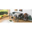 Lit mezzanine double en bois pleine grandeur gris, sans sommier, facile à assembler, matériau durable, installation simple-665281921-665281926