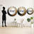 Gold Black Spiral Poteries - Abstract Spirals Wall Mirror, Gold Round Decorative Mirror, Printed Metal Art-99621425