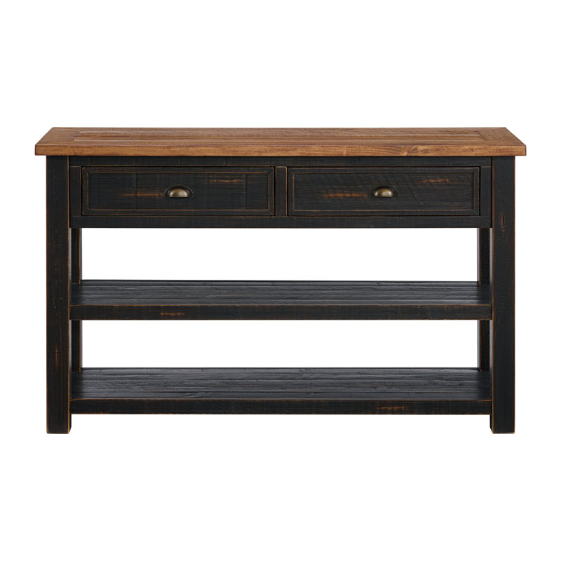 Holliman 50'' Solid Wood Console Table, Black/Honey
