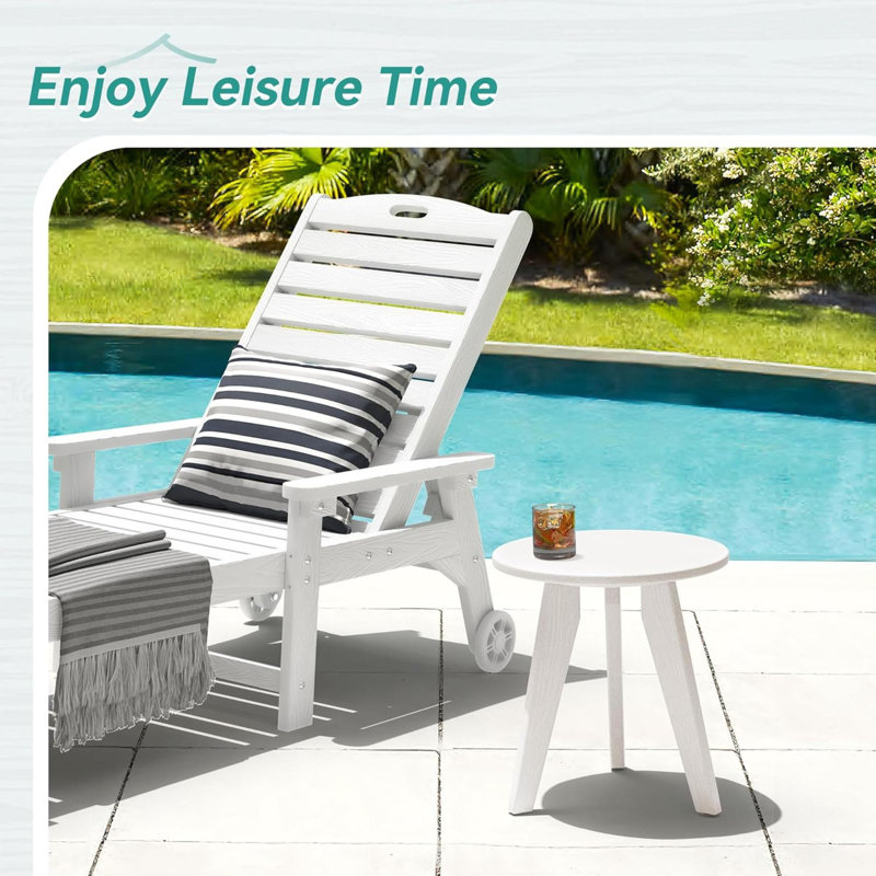 Outdoor Side Table, HDPE Outdoor Table, Small Round Side Table Weather-Resistant, Outdoor Side Tables For Patio, Porch, Deck, End Table For Plant Stand, Living Room, Bedroom,