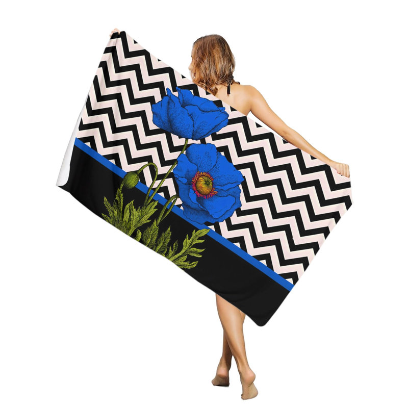 Serviettes de piscine surdimensionnées Blue Poppy Flower