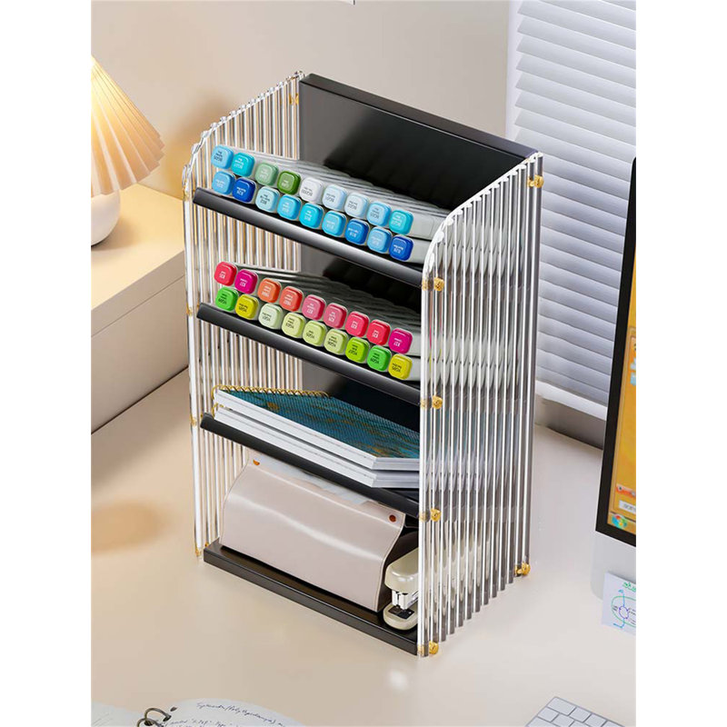 Organisateur de bureau en bois manufacturé Porfirio, Noir