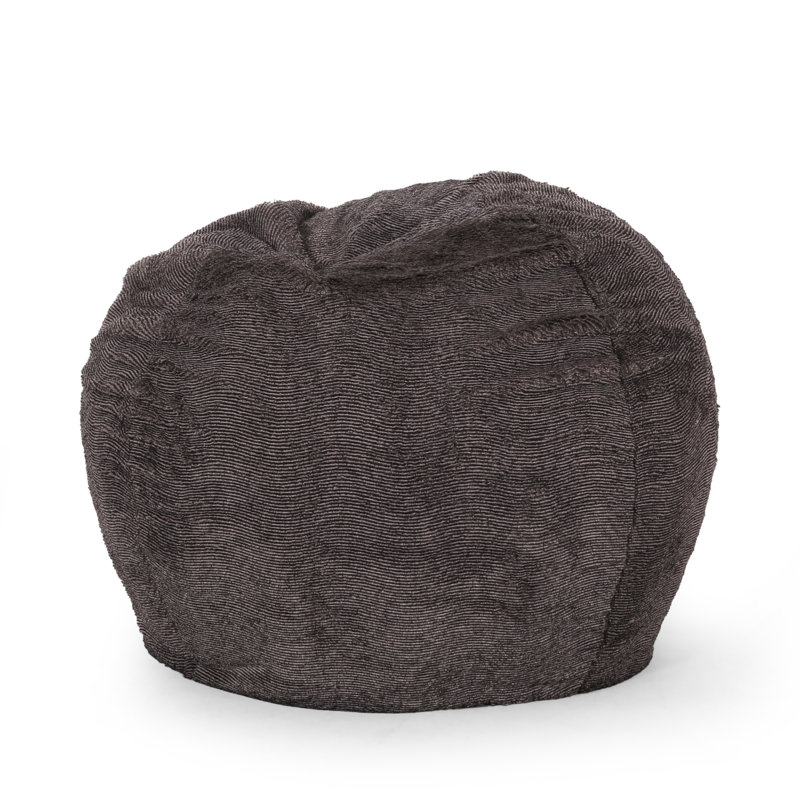 Vida 3 Foot Rounded Faux Fur Bean Bag, Brown/Beige, Brown/Beige Faux Fur