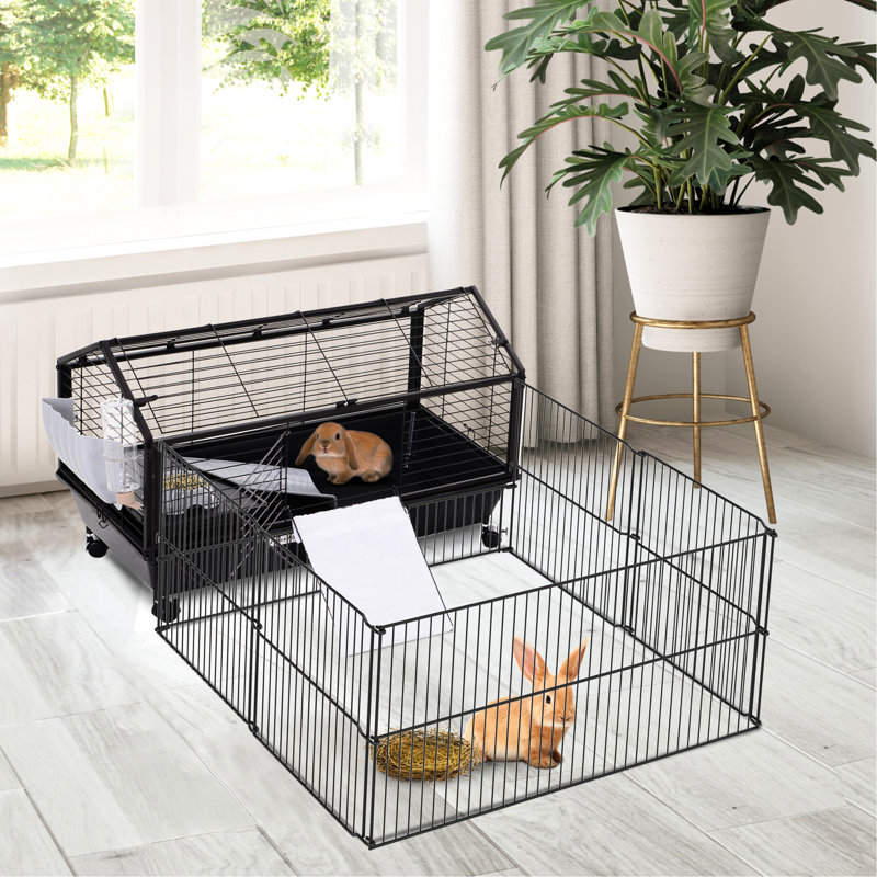 Cage pour petits animaux avec roulettes, bouteille d'eau, L 35 po