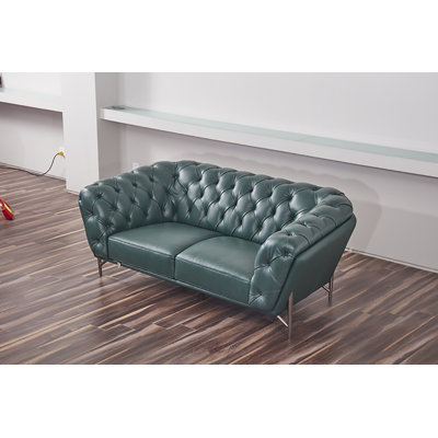 Causeuse en cuir véritable 76 po