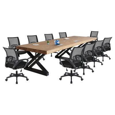 10-seater solid wood conference table