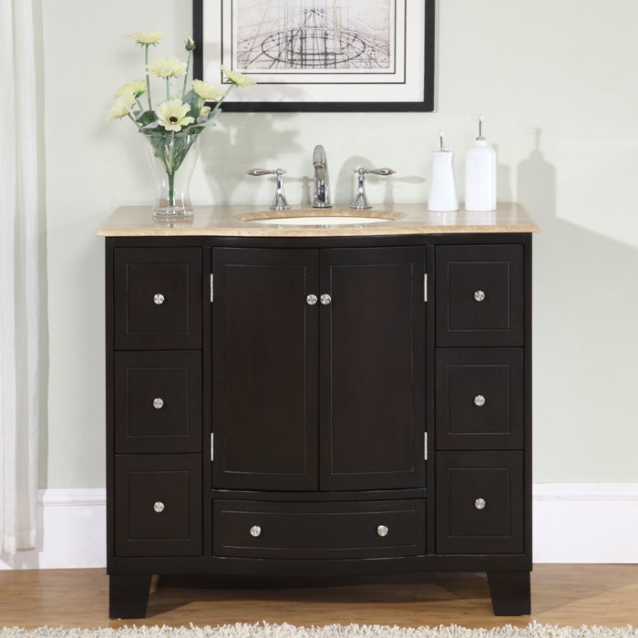 Balboa 40'' Single Bathroom Vanity with Stone Top, Ivory