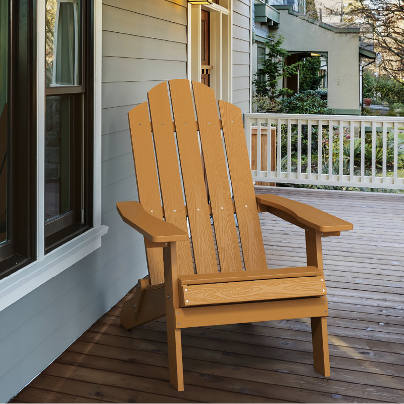 Fauteuil Adirondack pliable durable et surdimensionné toutes saisons pour installation facile et facile à entretenir avec support de charge de 400 lb pour le porche, le jardin, la cour, le patio, la terrasse, le foyer, le teck